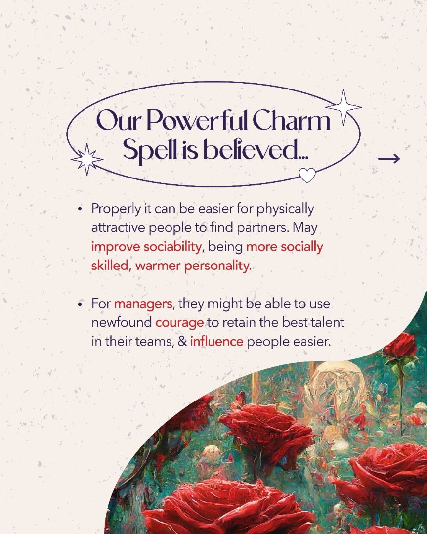 Magickal Increase Charisma & Attractiveness Charm Spell