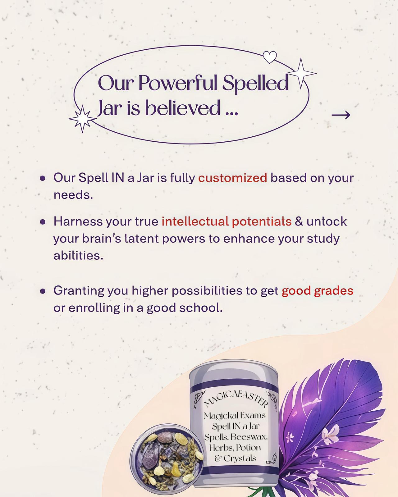 Magickal Exams Spell IN a Jar