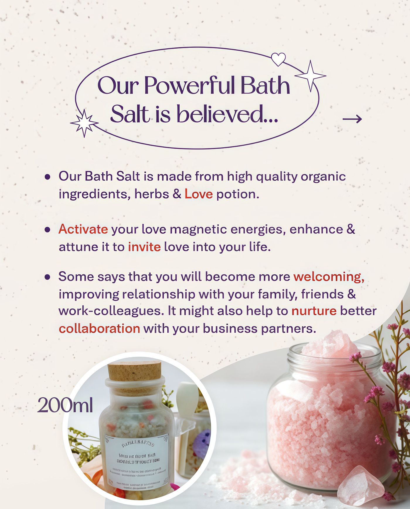 Magick Love and Attraction Spelled Bath Salt