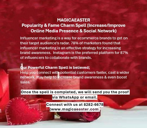 Magickal Popularity & Fame Charm Spell (Increase/Improve Online Media Presence & Social Network)